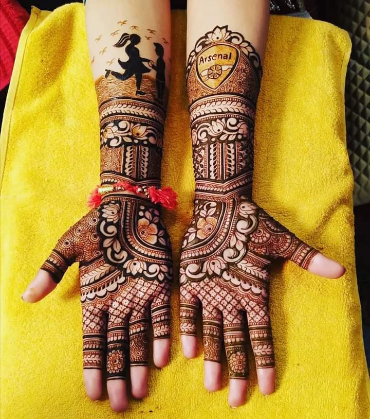 Romantic rose-themed Arabic henna trail for bridesmaids, TC Palya - Bangalore.