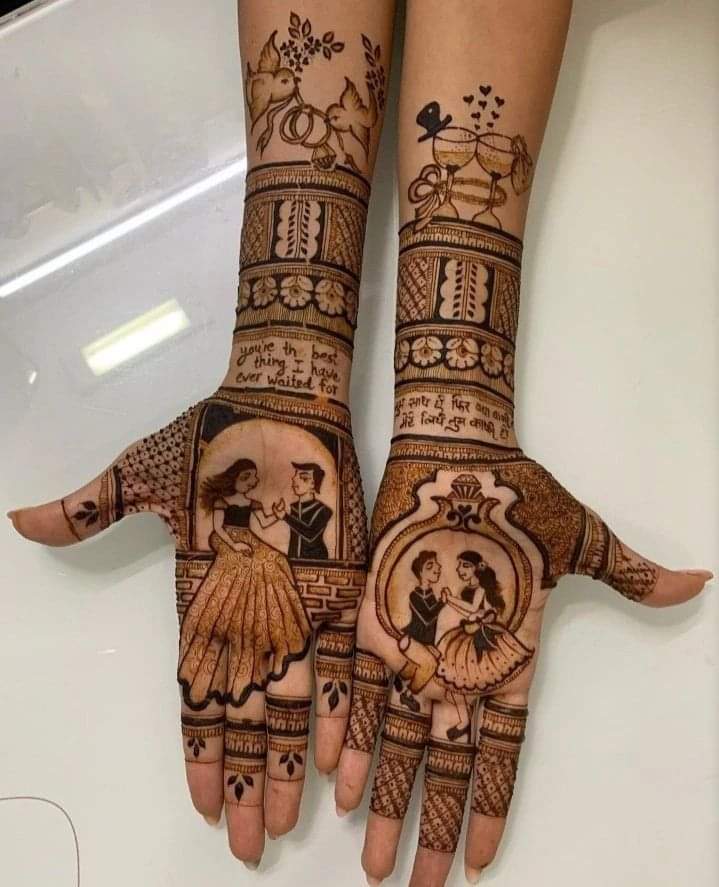 Minimalistic Arabic finger mehndi accents for parties by Mahi Mehndi Artist.